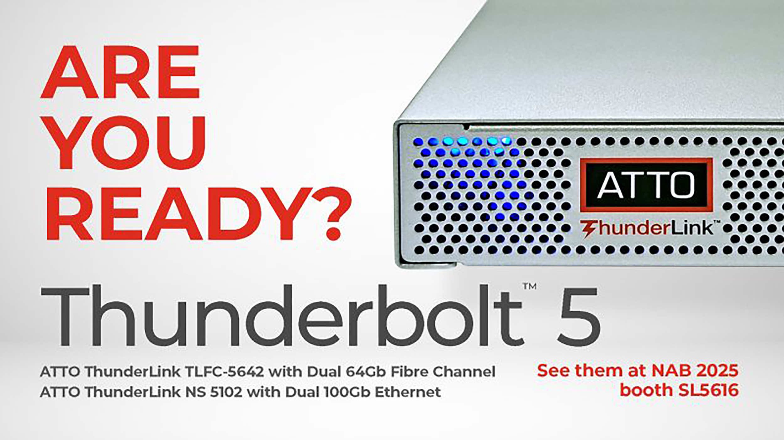 ATTO Technology prezentuje adaptery Thunderbolt™ 5: Dual 64Gb Fibre Channel i Dual 100Gb Ethernet