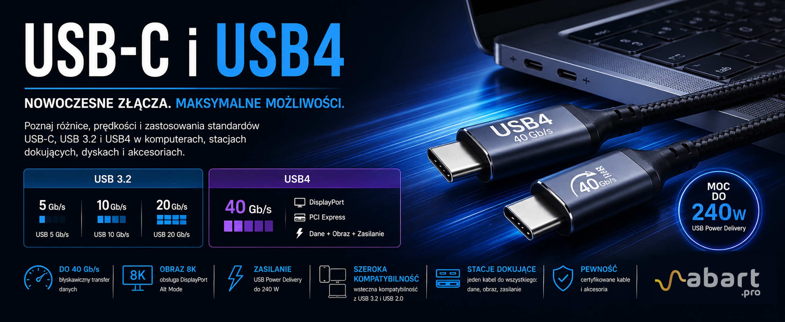 USB-C i USB4 – różnice, prędkości i zastosowania | Abart Pro