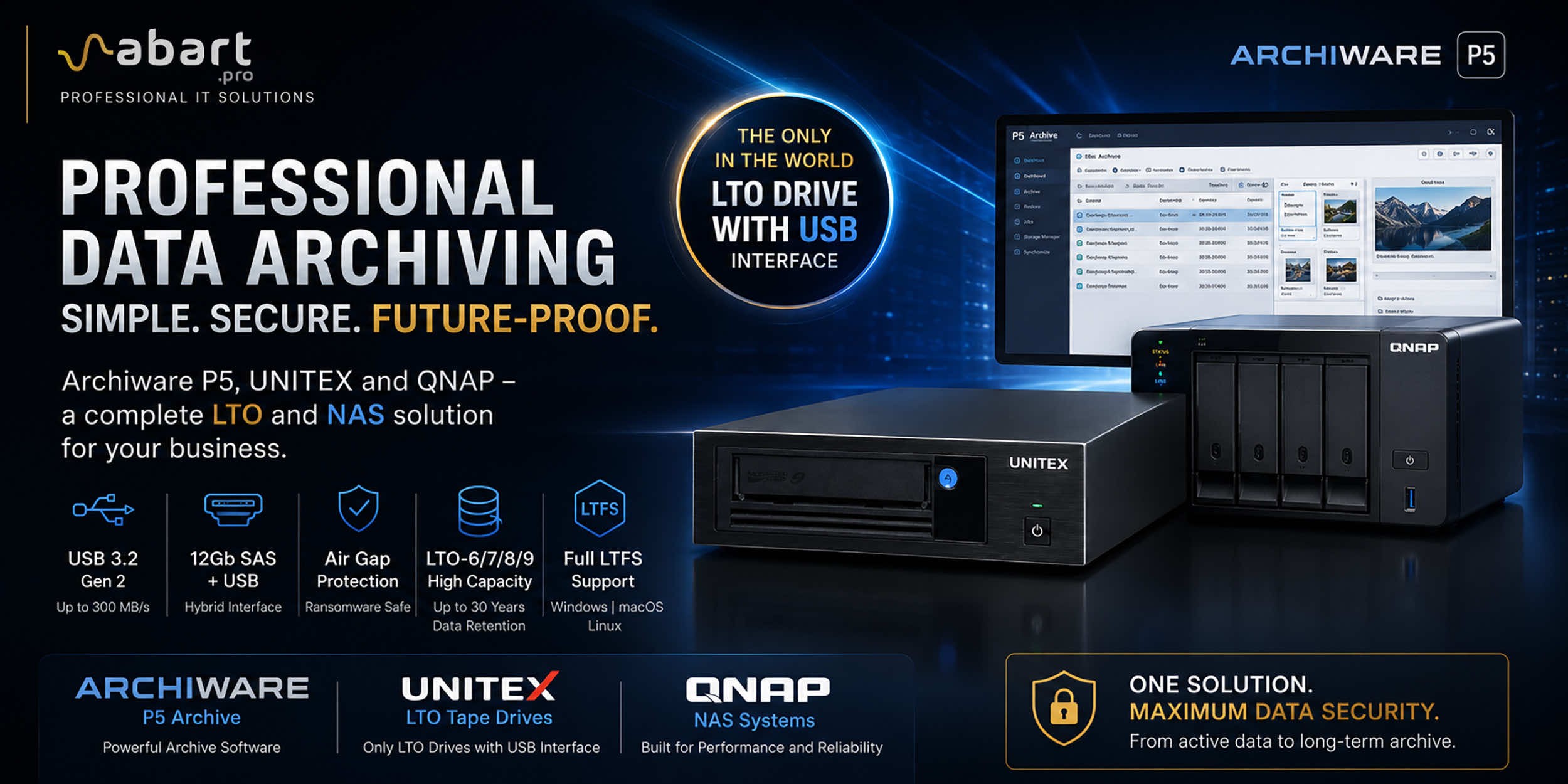 Archiware P5, UNITEX, and QNAP – a complete solution for archiving data on LTO tapes