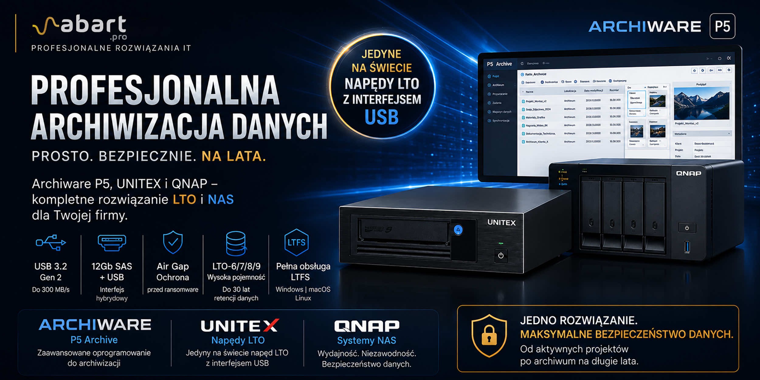 Archiware P5, UNITEX i QNAP – kompletne rozwiązanie do archiwizacji danych na taśmach LTO